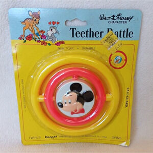 Vintage Danara Walt Disney Productions Character Mickey Mouse Teether Rattle NOS